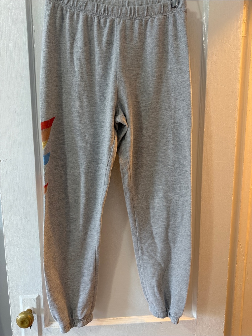 Z Supply Grey Sweatpants with Rainbow Stripe Accent